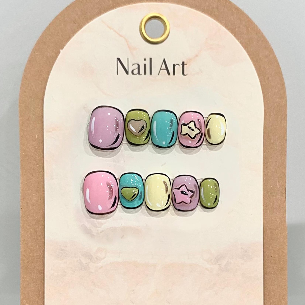 Nail Art Xs - Handgemaakte Korte Catoon Kunstnagels Druk Op