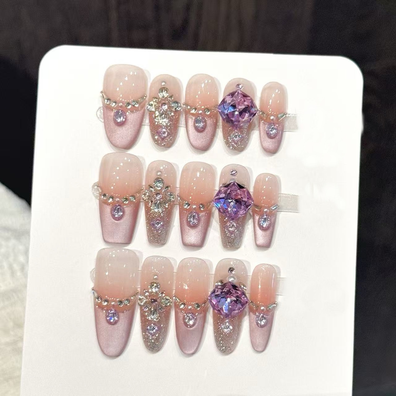 Nail Art French Nails - 10 stuks pure handgeperste kistvormige/ovale nageldecoratie,