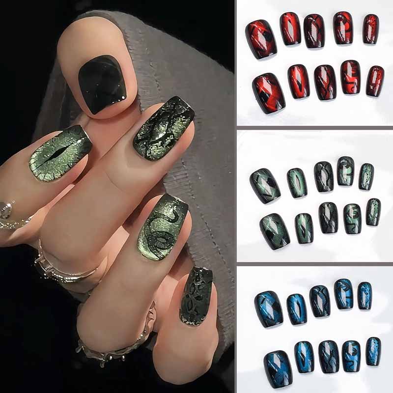 Nail Art Emerald Blue - 10 stuks donkere stijl koele wind