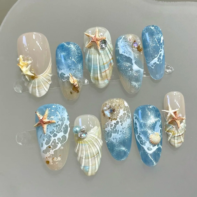 Nail Art Xs - 24 stuks middellange Franse amandelvormige nepnagels