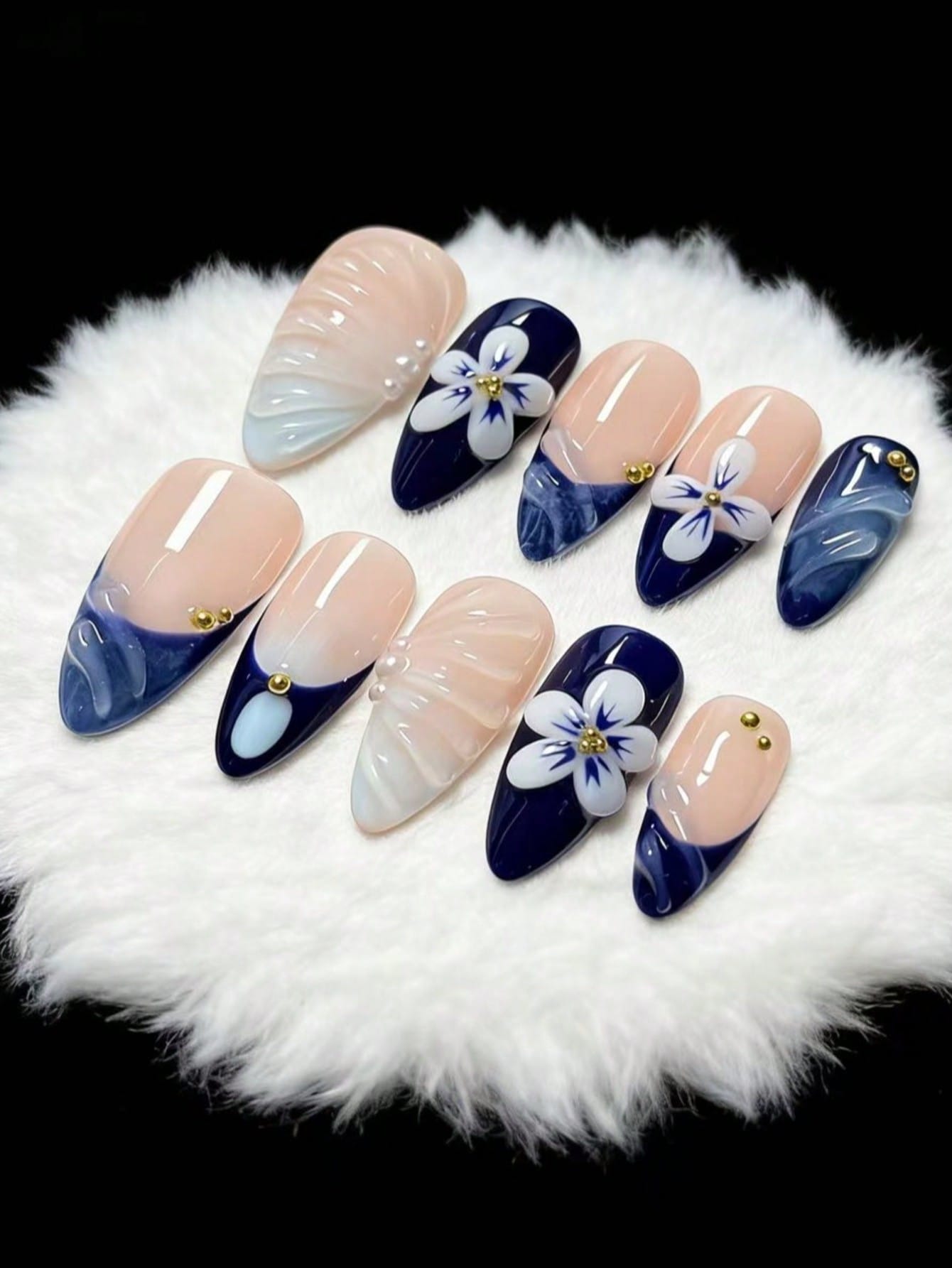 Nail Art French Nails - 10-delige set met reliëfpatroon in de
