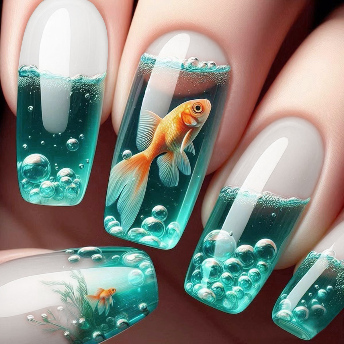 Nail Art French Nails - Franse nagels Druk op nagels Acryl