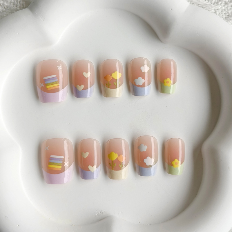 Nail Art French Nails - 10 stuks dames lente frisse en