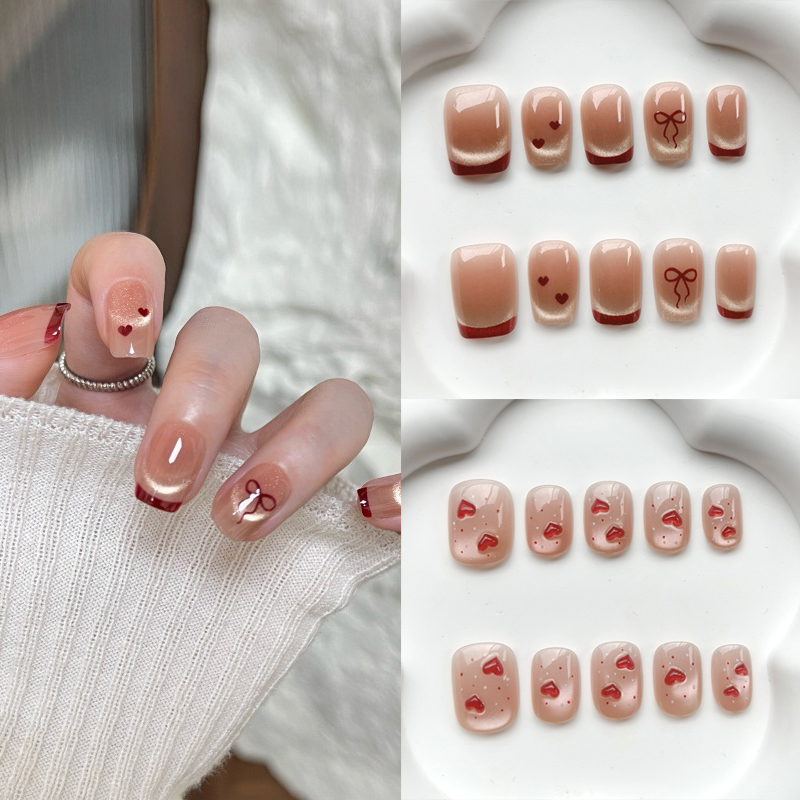 Nail Art French Nails - 10 Stuks Franse Stijl Leuke Sweetheart