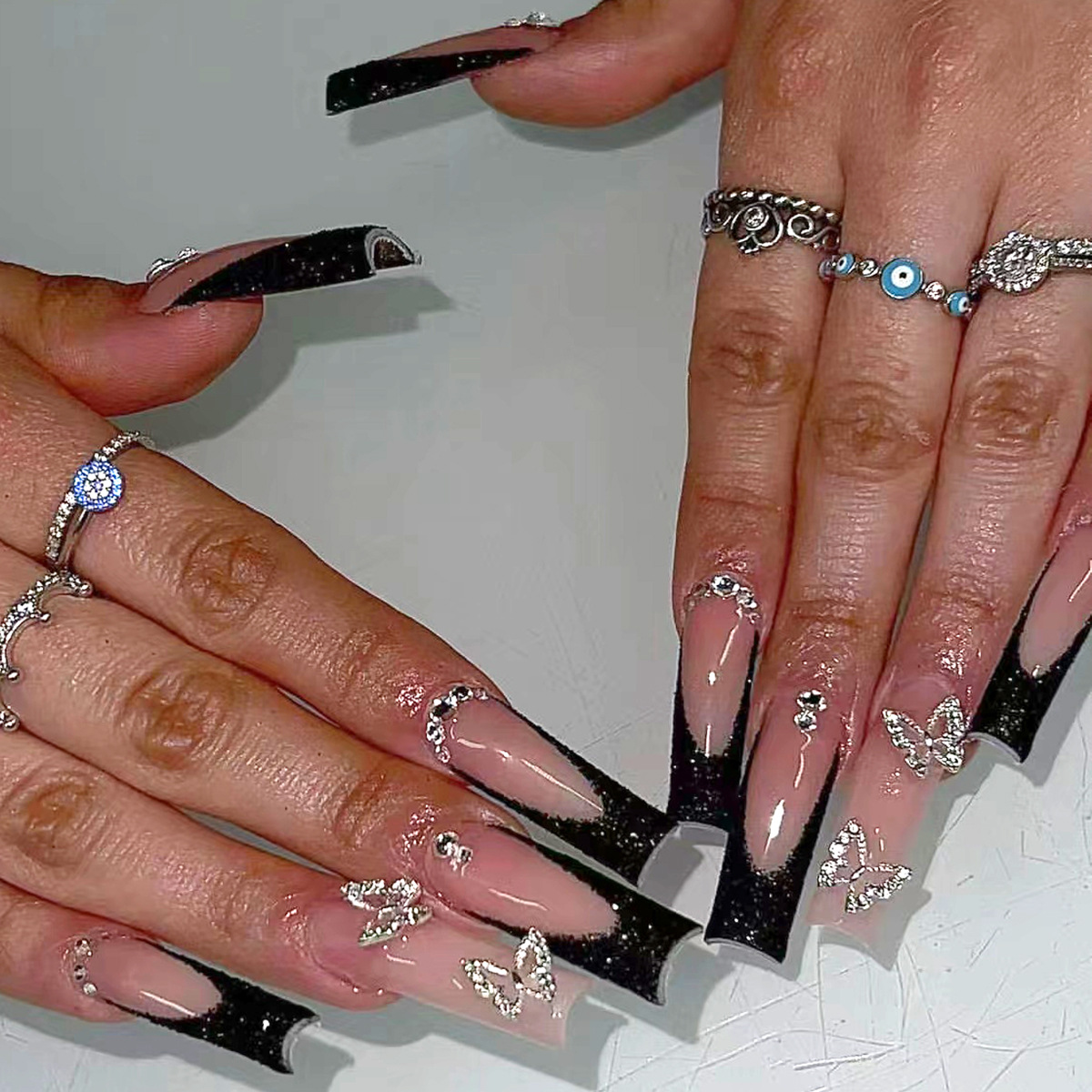 Nail Art French Nails - 24 stks Zwarte Franse Nep Nagels