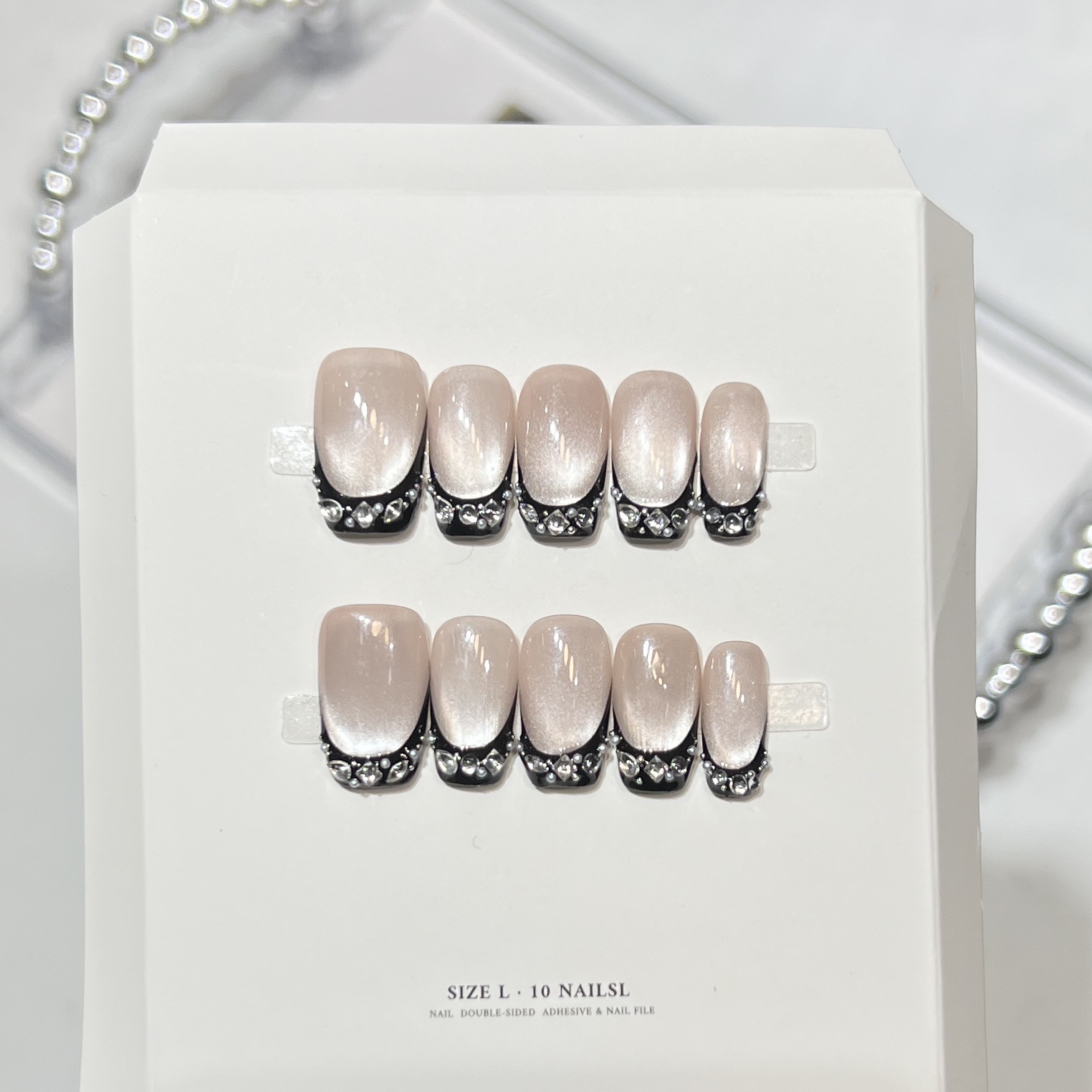 10 stuks zwarte kattenogen opd - Nail Art French Nails recensie en prijs