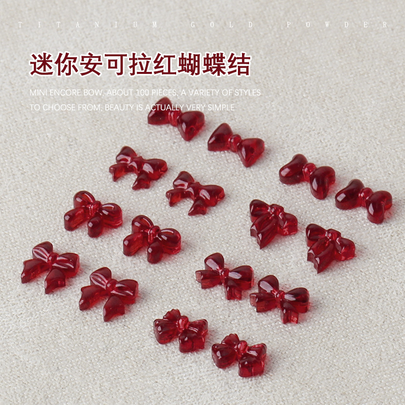 100PCS 3D Clear Red Bow Nail A - Nail Art Xs recensie en prijs