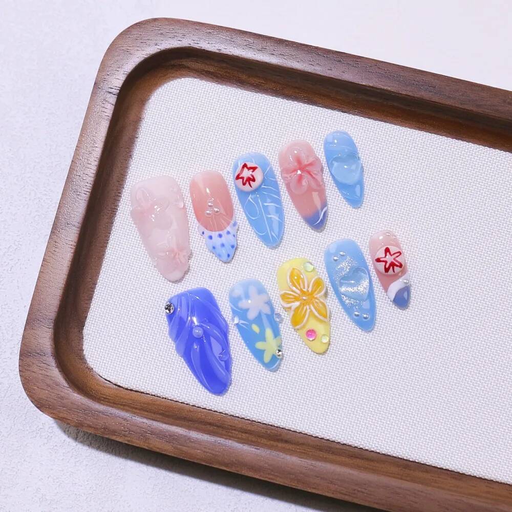 Luxe amandelvormige handgemaak - Nail Art Ice Blue recensie en prijs
