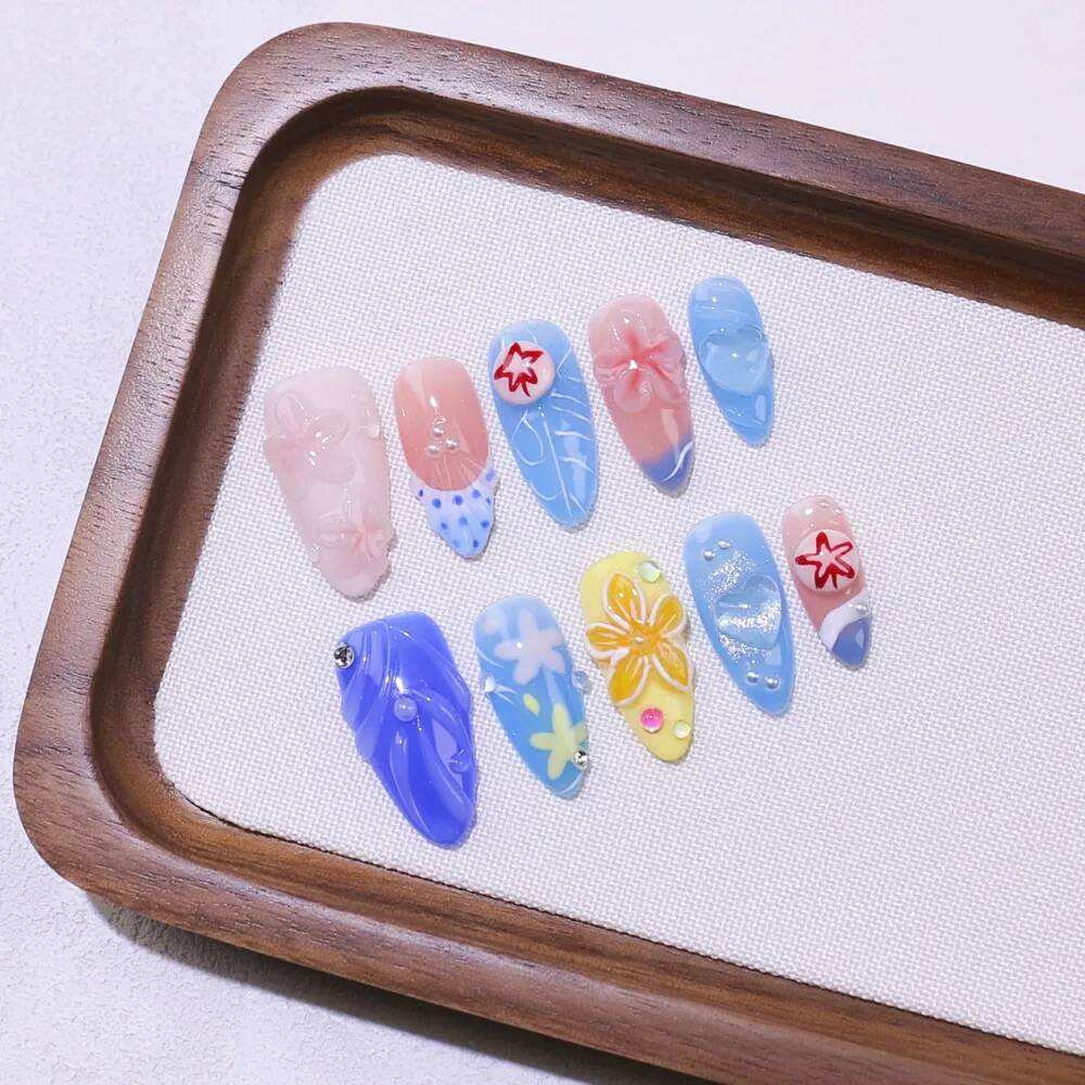 Luxe amandelvormige handgemaak - Nail Art Ice Blue recensie en prijs